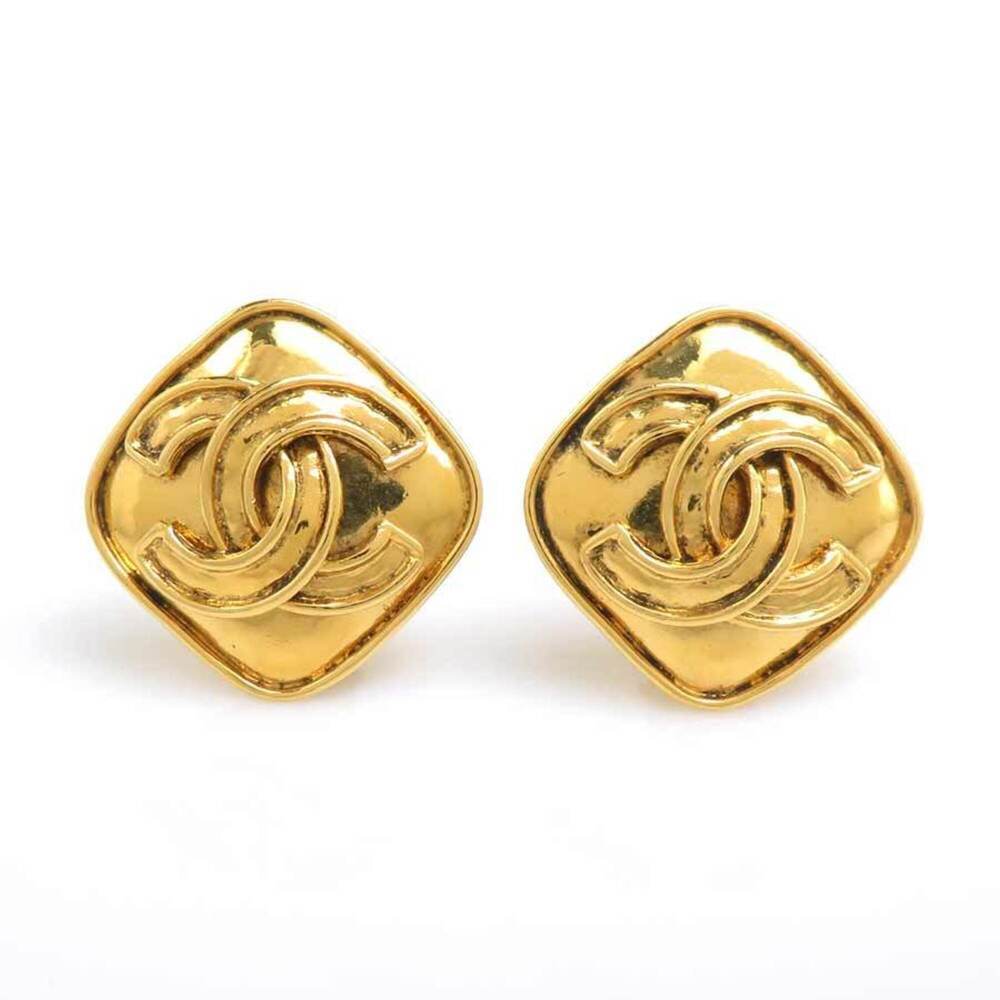 CHANEL Gold Logo Earrings